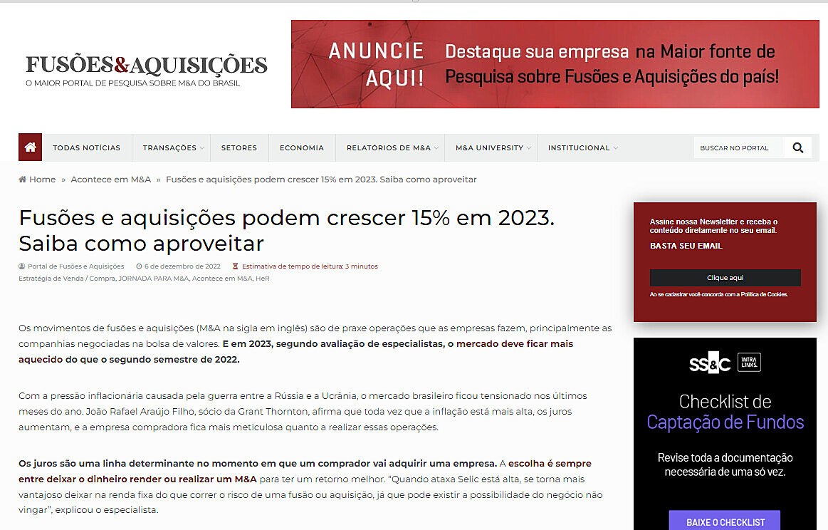 Fuses e aquisies podem crescer 15% em 2023. Saiba como aproveitar